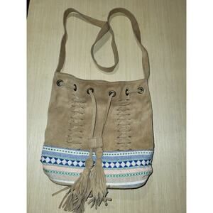 Earthbound Trading Suede Fringe Boho Shoulder Bag Purse.